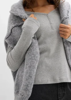 bonprix Shirts & Tops|Basics^Langarmshirt aus reiner Bio-Baumwolle hellgrau meliert meliert