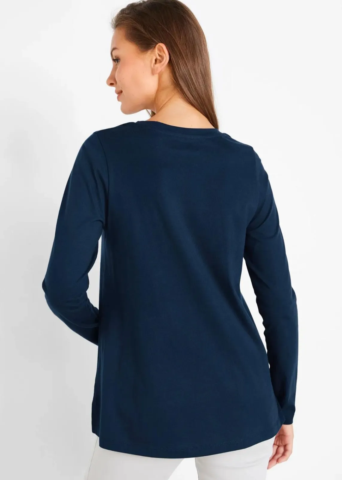bonprix Shirts & Tops^Langarmshirt aus reiner Baumwolle dunkelblau/gold