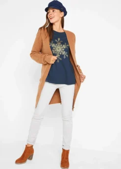 bonprix Shirts & Tops^Langarmshirt aus reiner Baumwolle dunkelblau/gold