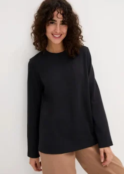 bonprix Nachhaltigere Materialien|Shirts & Tops^Langarmshirt aus reiner Bio-Baumwolle schwarz