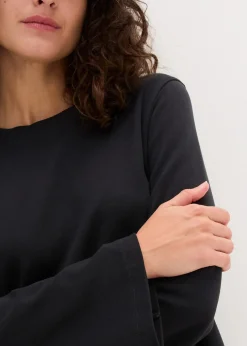 bonprix Nachhaltigere Materialien|Shirts & Tops^Langarmshirt aus reiner Bio-Baumwolle schwarz