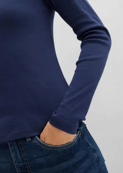 bonprix Bekleidung·Röcke|Nachhaltigere Materialien^Langarmshirt aus reiner Bio-Baumwolle dunkelblau