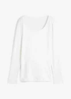 bonprix Shirts & Tops|Basics^Langarmshirt aus reiner Bio-Baumwolle weiß