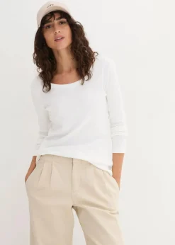 bonprix Shirts & Tops|Basics^Langarmshirt aus reiner Bio-Baumwolle weiß