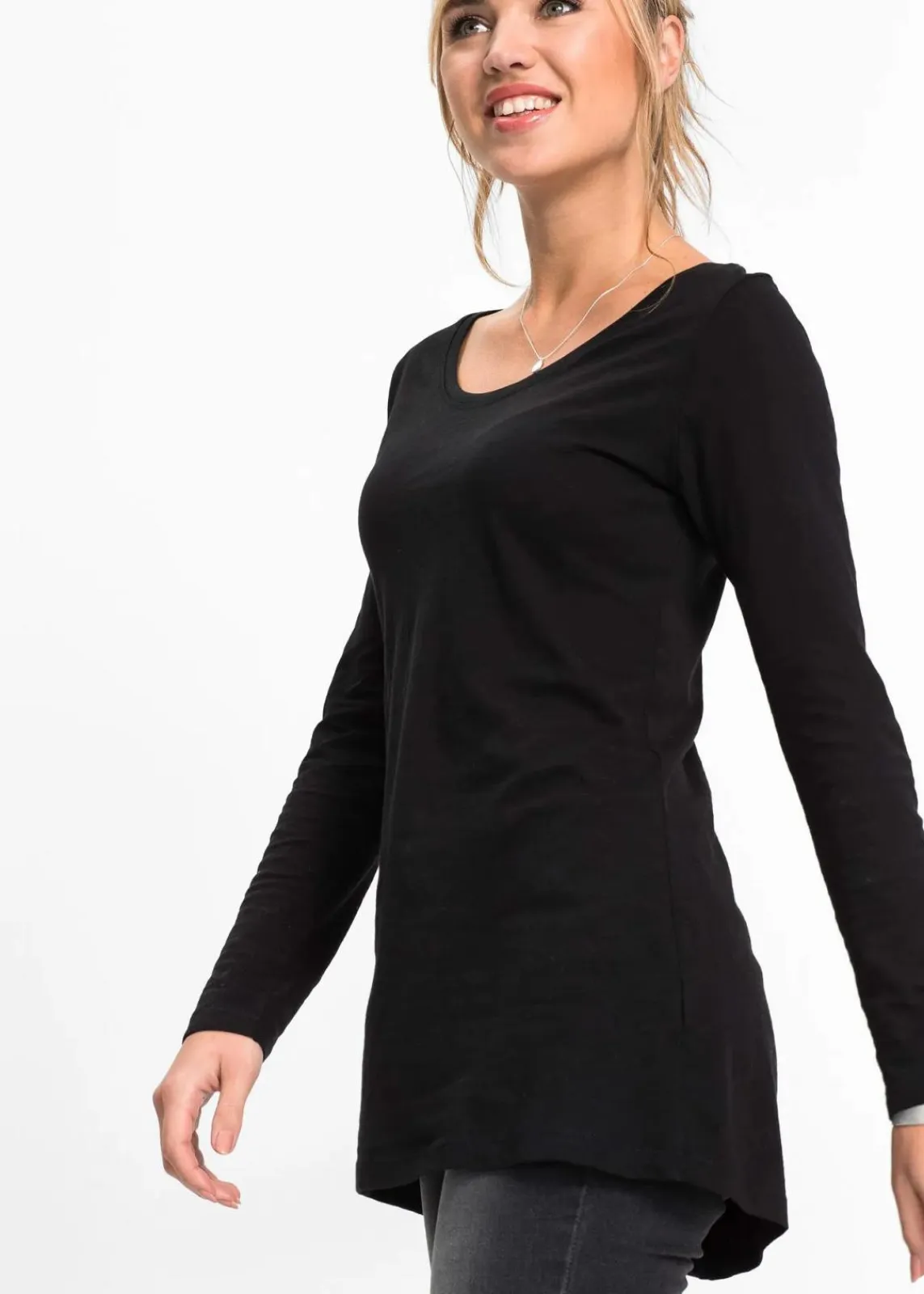 bonprix Shirts & Tops^Langarmshirt aus reiner Baumwolle schwarz