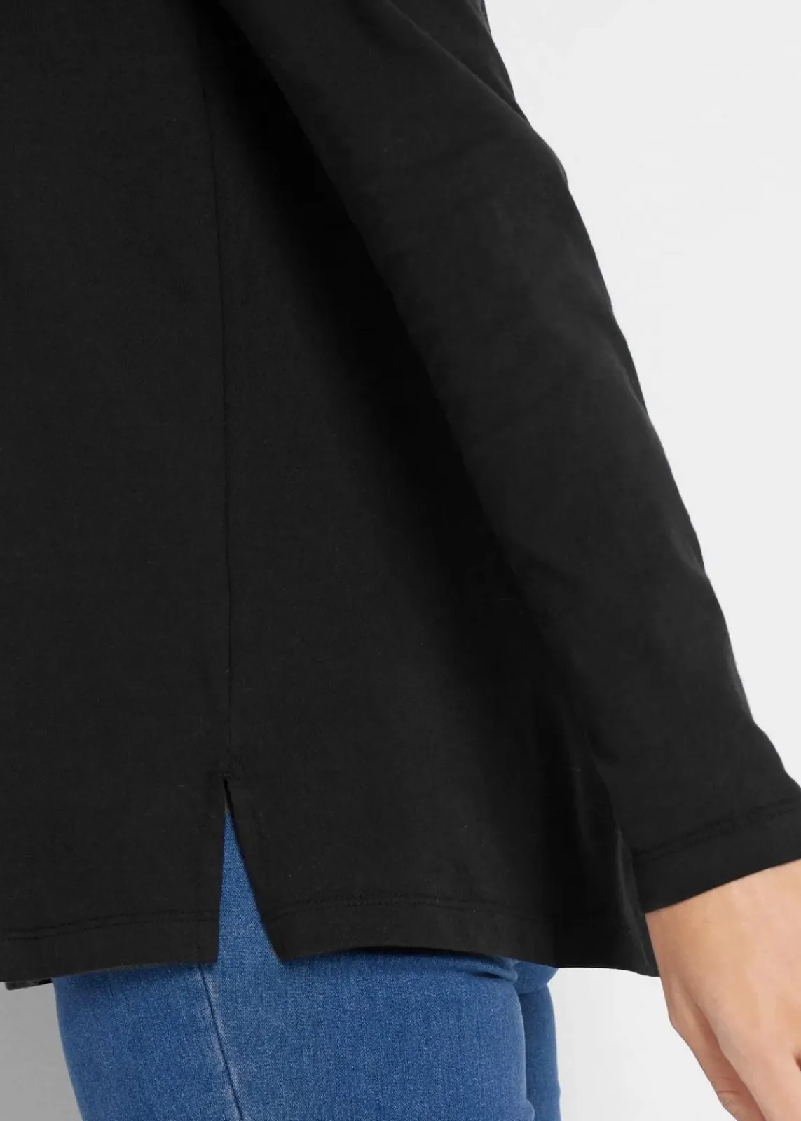 bonprix Shirts & Tops^Langarmshirt aus reiner Baumwolle schwarz/metallic silber