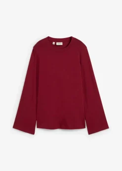 bonprix Premium|Basics^Langarmshirt aus reiner Bio-Baumwolle rubinrot