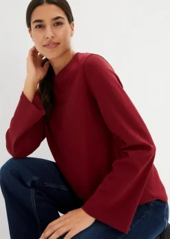 bonprix Premium|Basics^Langarmshirt aus reiner Bio-Baumwolle rubinrot