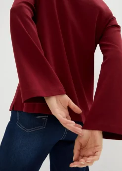bonprix Premium|Basics^Langarmshirt aus reiner Bio-Baumwolle rubinrot
