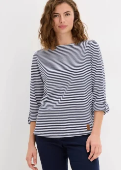 bonprix Shirts & Tops^Langarmshirt aus reiner Baumwolle dunkelblau/weiß gestreift