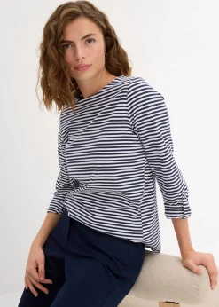 bonprix Shirts & Tops^Langarmshirt aus reiner Baumwolle dunkelblau/weiß gestreift