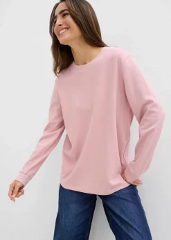 bonprix Bekleidung·Röcke|Nachhaltigere Materialien^Langarmshirt aus reiner Bio-Baumwolle aschrosa