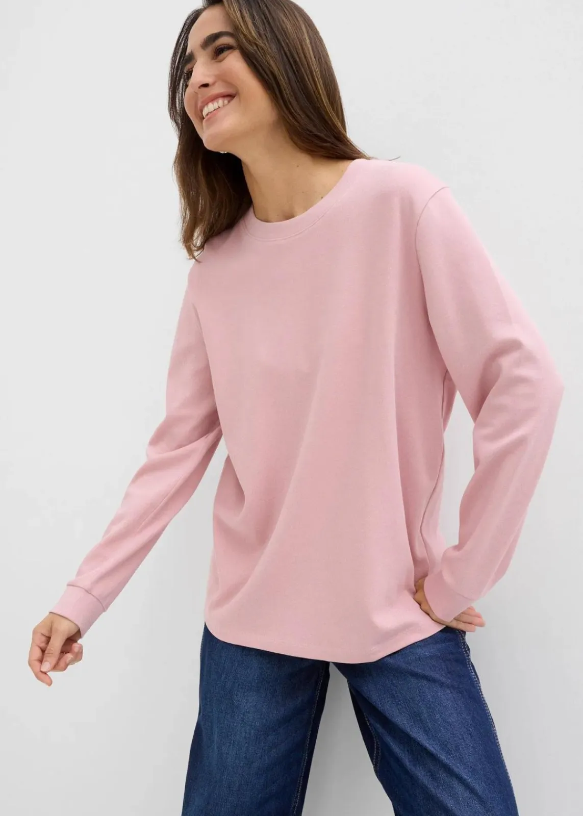 bonprix Bekleidung·Röcke|Nachhaltigere Materialien^Langarmshirt aus reiner Bio-Baumwolle aschrosa