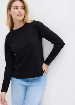 bonprix Bekleidung·Röcke|Basics^Langarmshirt aus reiner schwerer Bio-Baumwolle schwarz