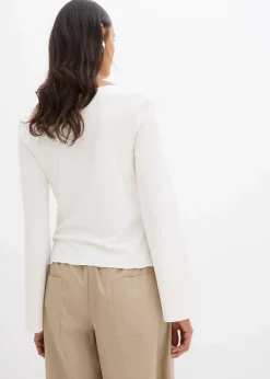bonprix Shirts & Tops^Langarmshirt aus Rippe wollweiß