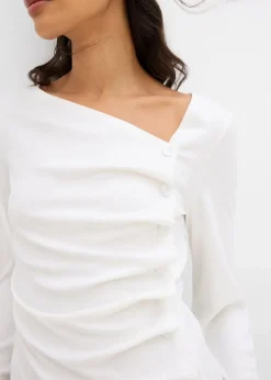 bonprix Shirts & Tops^Langarmshirt aus Rippe wollweiß