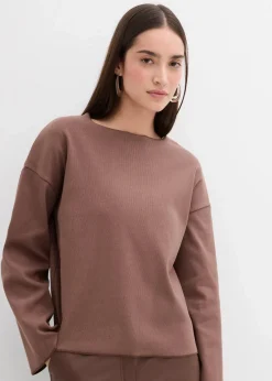 bonprix Shirts & Tops^Langarmshirt aus Rippware lehmbraun