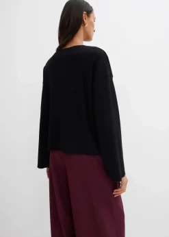 bonprix Shirts & Tops^Langarmshirt aus Rippware schwarz