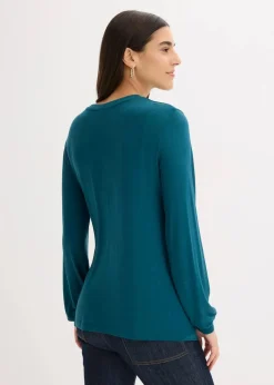 bonprix Shirts & Tops|Nachhaltigere Materialien^Langarmshirt aus softem Viskose-Mix dunkelpetrol