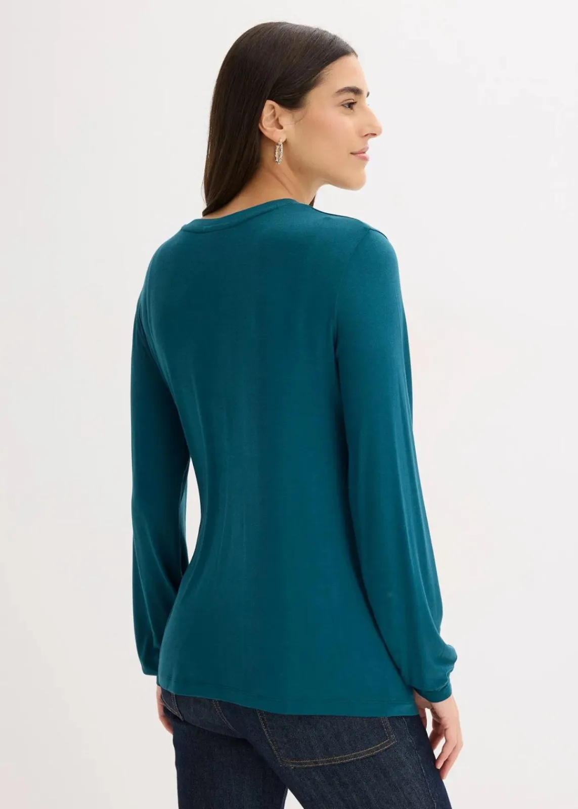 bonprix Shirts & Tops|Nachhaltigere Materialien^Langarmshirt aus softem Viskose-Mix dunkelpetrol