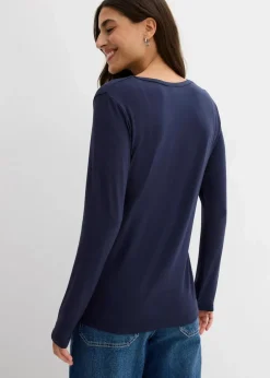 bonprix Shirts & Tops|Nachhaltigere Materialien^Langarmshirt aus softem Viskose Mix dunkelblau