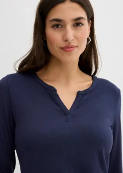 bonprix Shirts & Tops|Nachhaltigere Materialien^Langarmshirt aus softem Viskose Mix dunkelblau