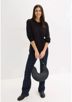 bonprix Nachhaltigere Materialien|Shirts & Tops^Langarmshirt aus softem Viskose-Mix schwarz