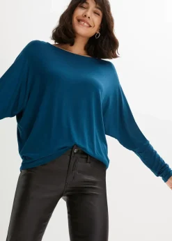 bonprix Shirts & Tops^Langarmshirt aus softem Viskose-Mix blaupetrol