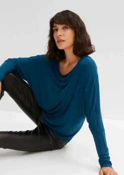 bonprix Shirts & Tops^Langarmshirt aus softem Viskose-Mix blaupetrol