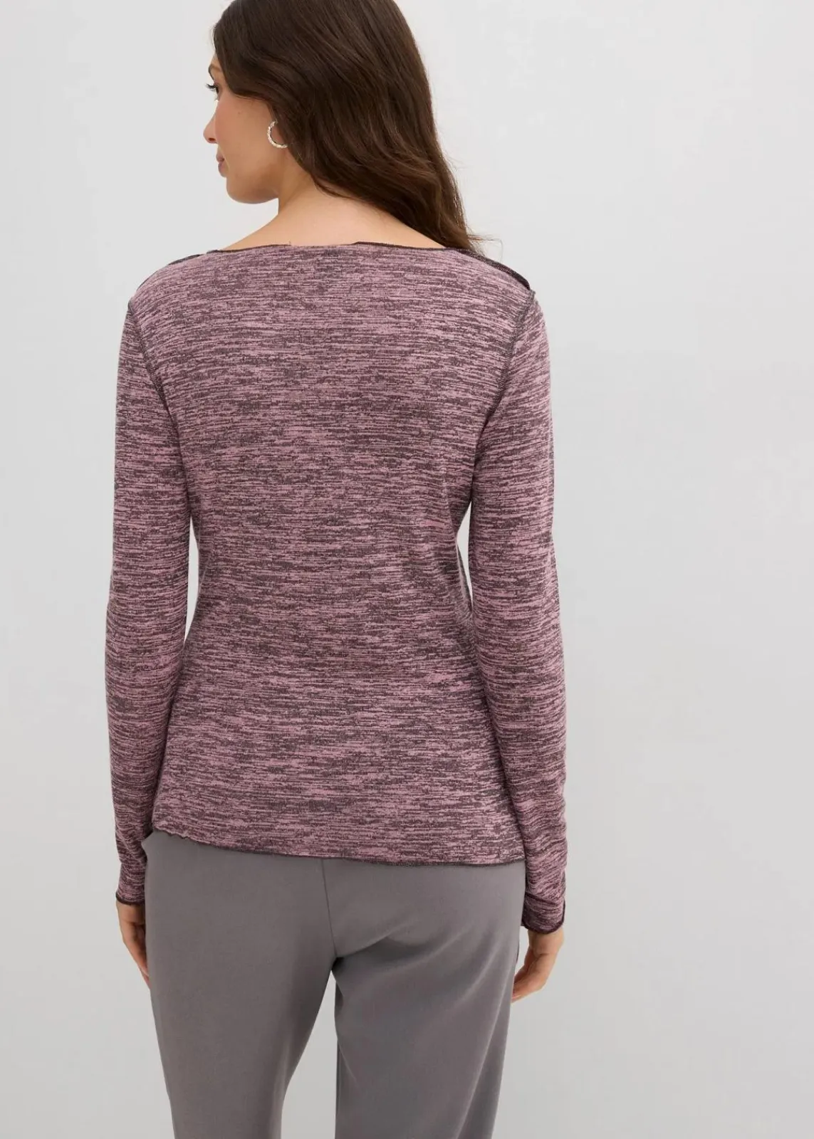 bonprix Shirts & Tops^Langarmshirt aus softem Viskose-Mix rauchorchidee meliert