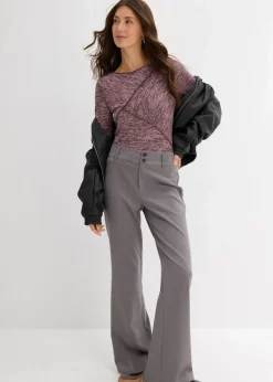 bonprix Shirts & Tops^Langarmshirt aus softem Viskose-Mix rauchorchidee meliert