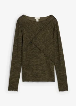 bonprix Shirts & Tops^Langarmshirt aus softem Viskose-Mix oliv meliert