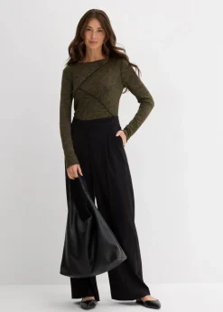 bonprix Shirts & Tops^Langarmshirt aus softem Viskose-Mix oliv meliert