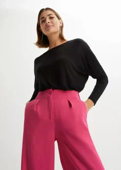 bonprix Shirts & Tops^Langarmshirt aus softem Viskose-Mix schwarz