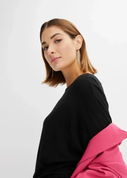 bonprix Shirts & Tops^Langarmshirt aus softem Viskose-Mix schwarz