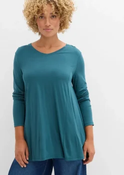 bonprix Shirts & Tops|Nachhaltigere Materialien^Langarm-Shirt aus softer Viskose pfeffergrün