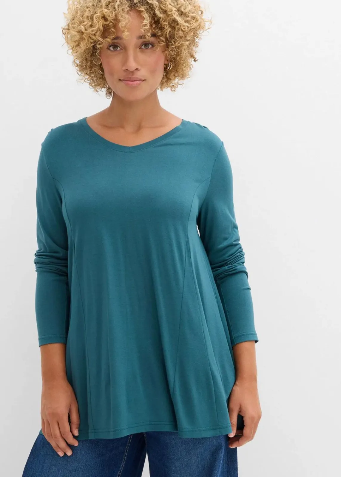 bonprix Shirts & Tops|Nachhaltigere Materialien^Langarm-Shirt aus softer Viskose pfeffergrün