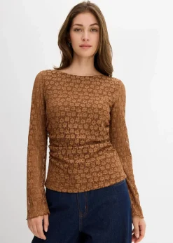 bonprix Shirts & Tops^Langarmshirt aus Spitze gewürzbraun