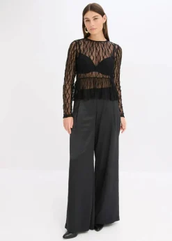 bonprix Shirts & Tops^Langarmshirt aus Spitze schwarz