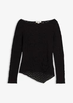 bonprix Shirts & Tops^Langarmshirt aus Spitze schwarz