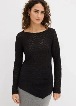 bonprix Shirts & Tops^Langarmshirt aus Spitze schwarz