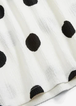 bonprix Shirts & Tops^Langarmshirt aus strukturiertem Crêpe weiß/schwarz gepunktet