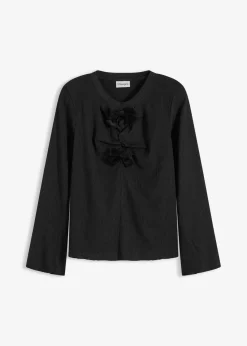 bonprix Shirts & Tops^Langarmshirt aus strukturiertem Crêpe schwarz