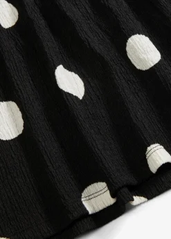 bonprix Shirts & Tops^Langarmshirt aus strukturiertem Crêpe schwarz/weiß gepunktet