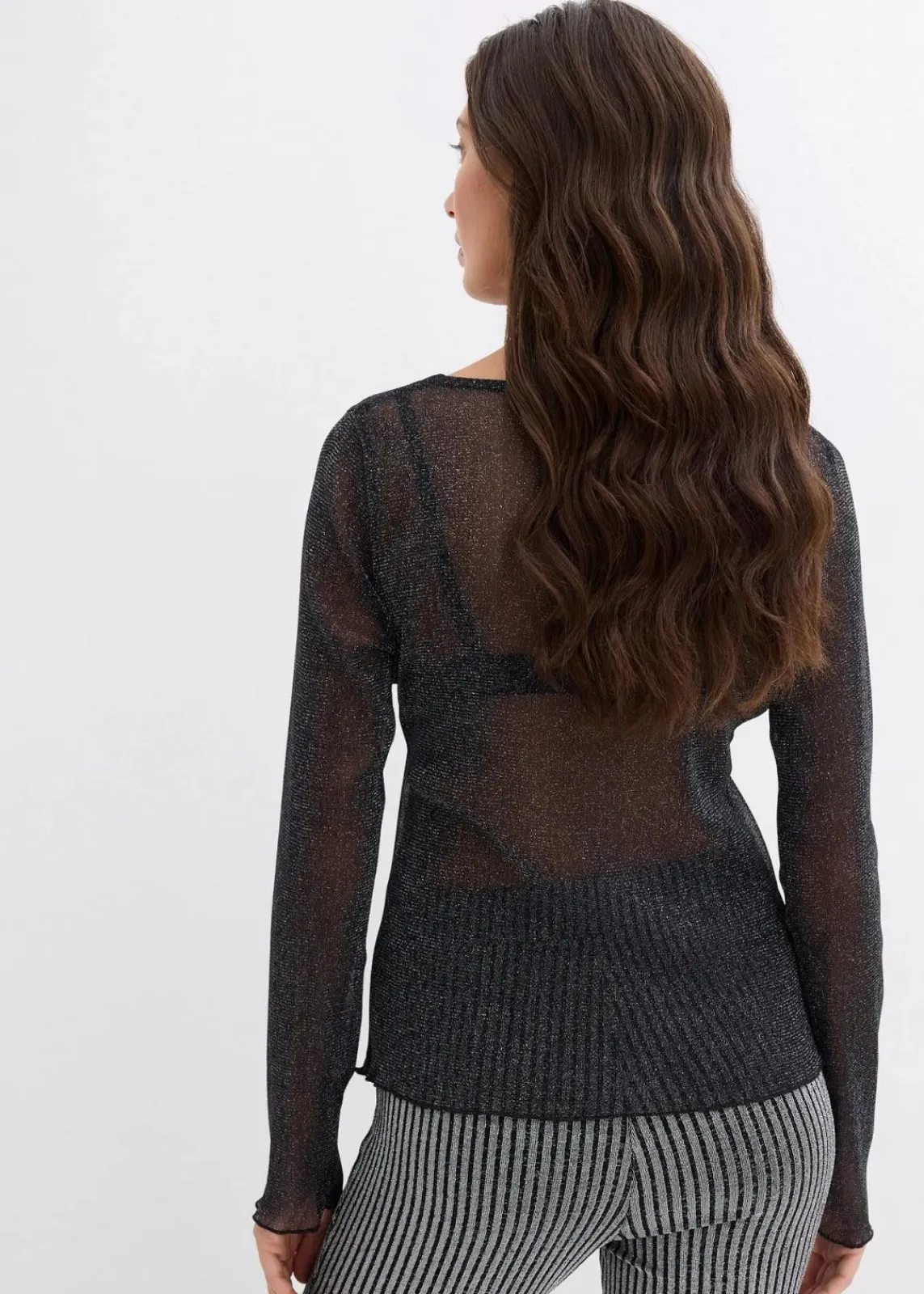 bonprix Shirts & Tops^Langarmshirt aus transparentem Mesh schwarz