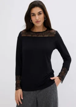bonprix Shirts & Tops^Langarmshirt aus Viskose schwarz