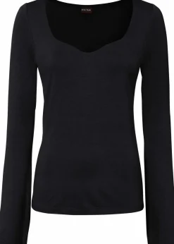 bonprix Nachhaltigere Materialien|Shirts & Tops^Langarmshirt aus Viskose-Mix schwarz