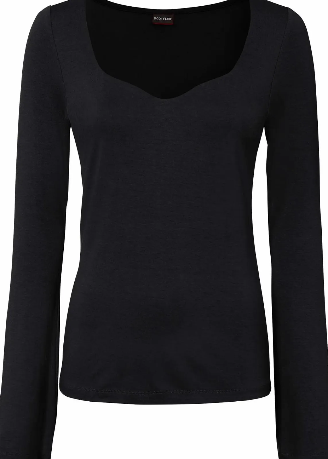 bonprix Nachhaltigere Materialien|Shirts & Tops^Langarmshirt aus Viskose-Mix schwarz