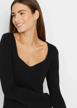 bonprix Nachhaltigere Materialien|Shirts & Tops^Langarmshirt aus Viskose-Mix schwarz