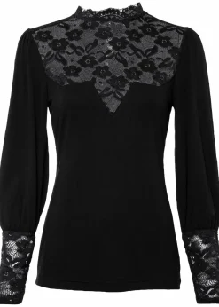 bonprix Shirts & Tops^Langarmshirt aus Viskose-Mix schwarz